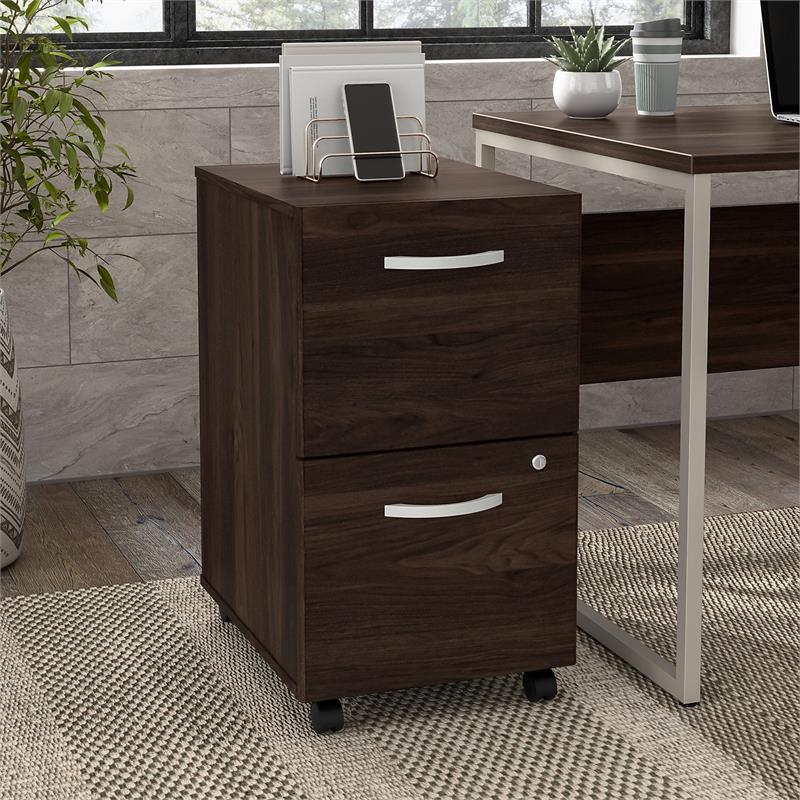Pemberly Row 2 Drawer Mobile File Cabinet in Black Walnut - Engineered Wood