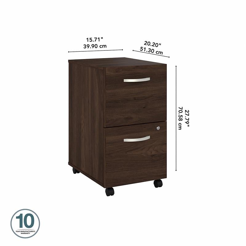 Pemberly Row 2 Drawer Mobile File Cabinet in Black Walnut - Engineered Wood