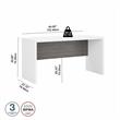 Pemberly Row 60W Bow Front Desk in Pure White and Modern Gray - Engineered Wood
