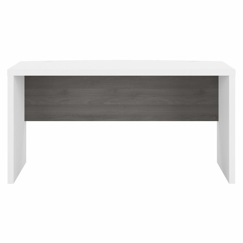 Pemberly Row 60W Bow Front Desk in Pure White and Modern Gray - Engineered Wood