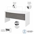 Pemberly Row 60W Bow Front Desk in Pure White and Modern Gray - Engineered Wood