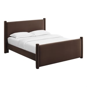 Pemberly Row Contemporary Queen Platform Bed in Chocolate Brown