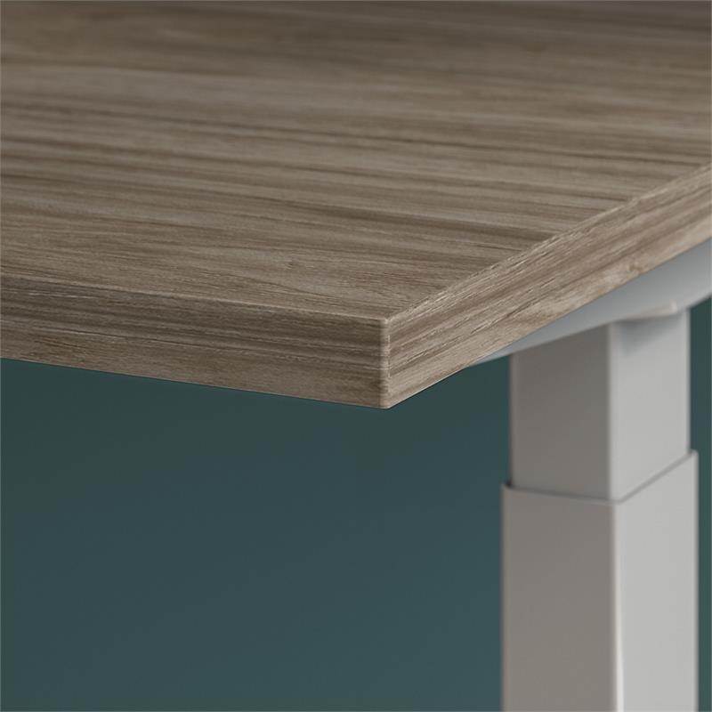 Pemberly Row 60W x 30D Adjustable Desk in Modern Hickory - Engineered Wood