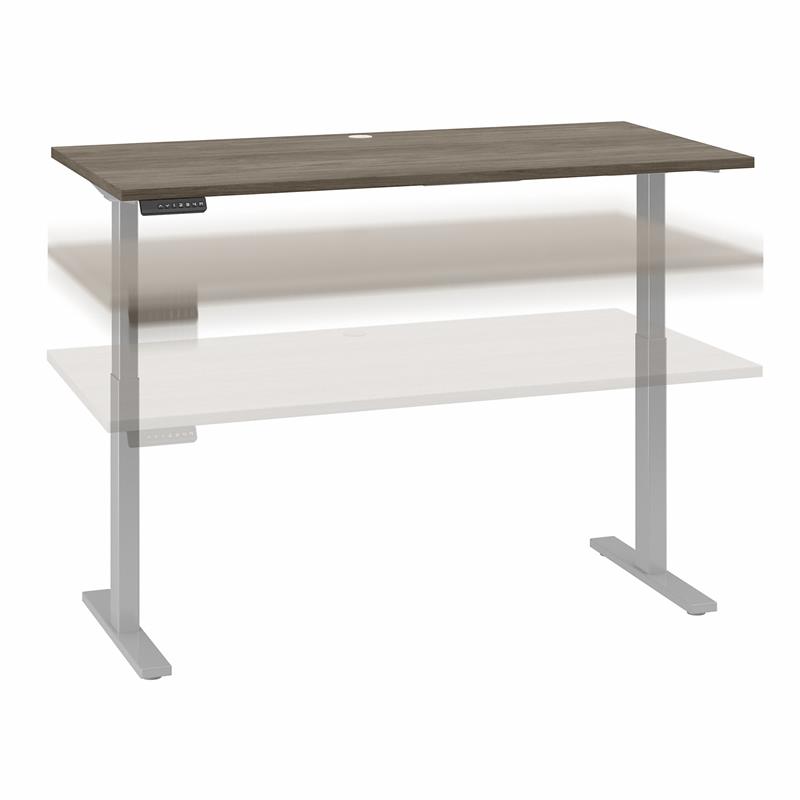 Pemberly Row 60W x 30D Adjustable Desk in Modern Hickory - Engineered Wood