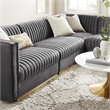 Pemberly Row 4-Piece Velvet Right-Facing Modular Sectional Sofa in Gray