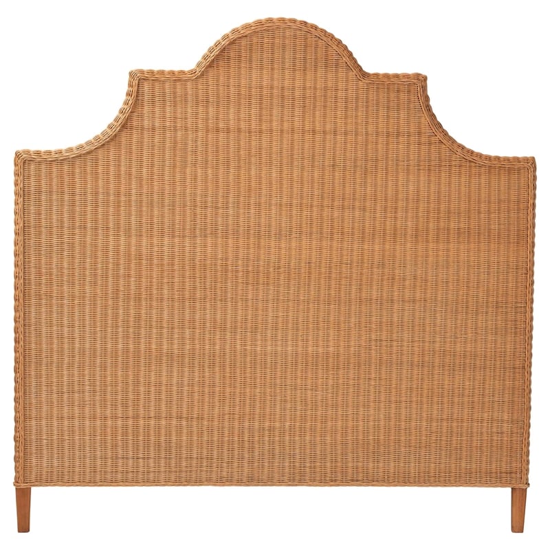 Pemberly Row Bohemian Light Honey Rattan Queen Size Standalone Headboard