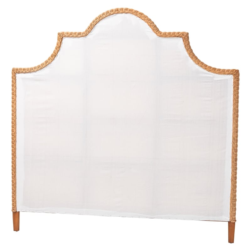 Pemberly Row Bohemian Light Honey Rattan Queen Size Standalone Headboard