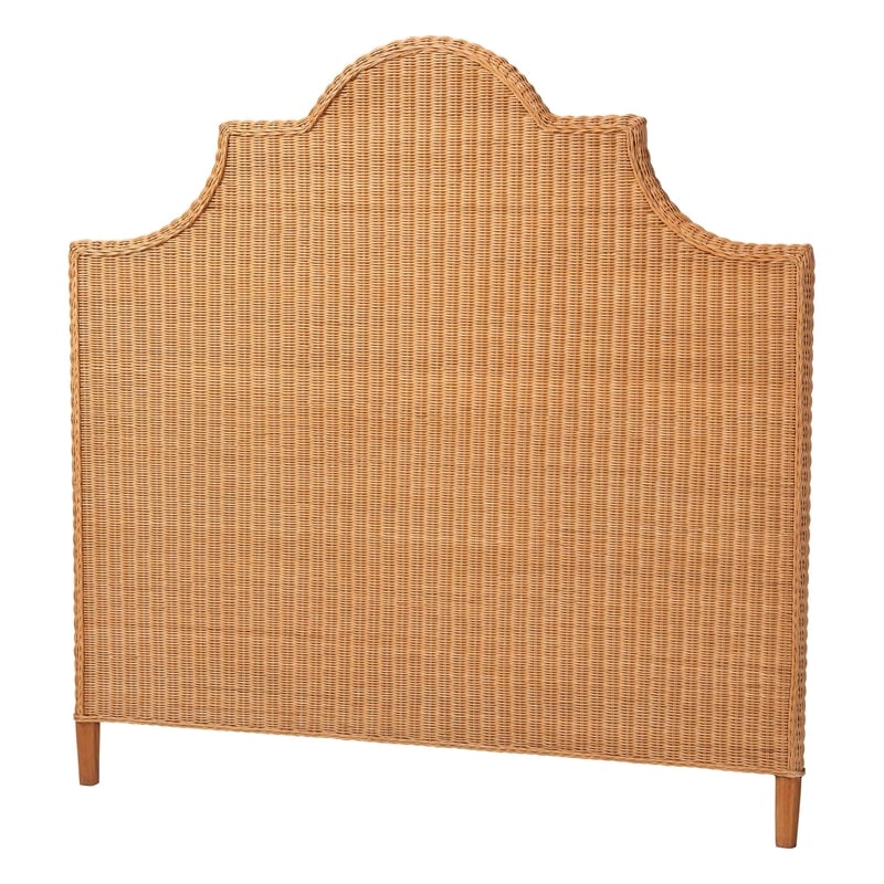 Pemberly Row Bohemian Light Honey Rattan Queen Size Standalone Headboard