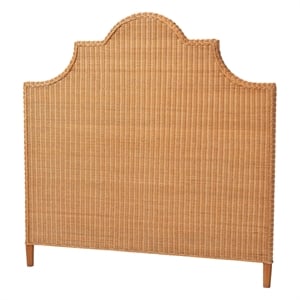 Pemberly Row Bohemian Light Honey Rattan Queen Size Standalone Headboard