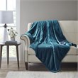 Pemberly Row Polyester Solid Microlight Berber Heated Throw in Teal Blue