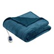 Pemberly Row Polyester Solid Microlight Berber Heated Throw in Teal Blue