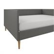 Pemberly Row Mid Century Upholstered Daybed Queen Size in Gray Linen