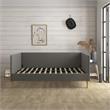 Pemberly Row Mid Century Upholstered Daybed Queen Size in Gray Linen