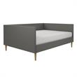 Pemberly Row Mid Century Upholstered Daybed Queen Size in Gray Linen