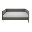 Pemberly Row Mid Century Upholstered Daybed Queen Size in Gray Linen