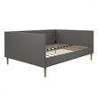 Pemberly Row Mid Century Upholstered Daybed Queen Size in Gray Linen