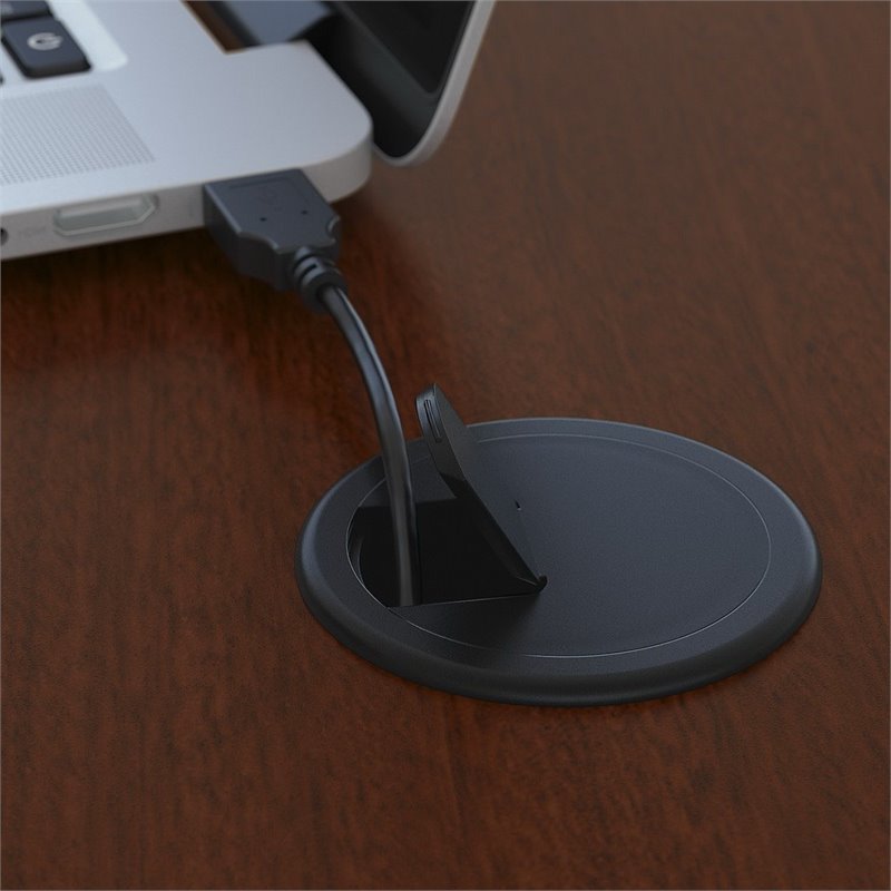 Pemberly Row 72W Office Desk with File Cabinet in Mahogany - Engineered Wood