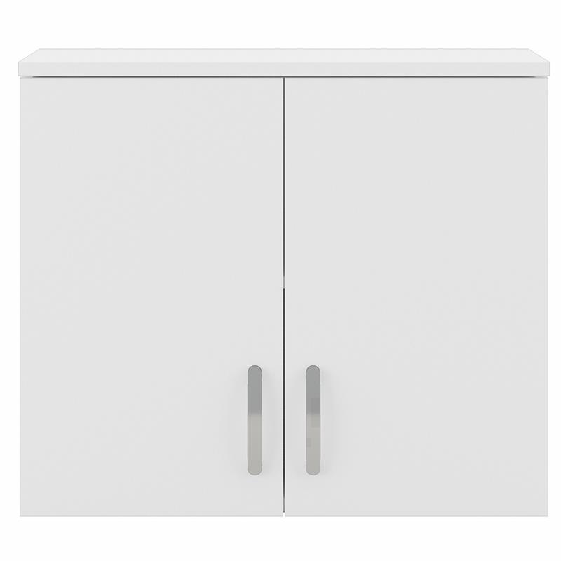 Pemberly Row Wall Cabinet with Doors and Shelves in White - Engineered Wood