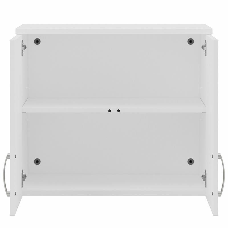 Pemberly Row Wall Cabinet with Doors and Shelves in White - Engineered Wood