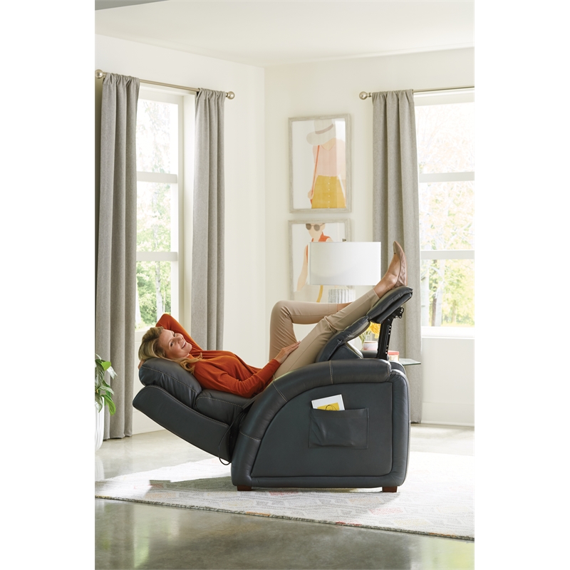 Pemberly Row Decompress Power Zero Gravity Recliner in Gray Leather