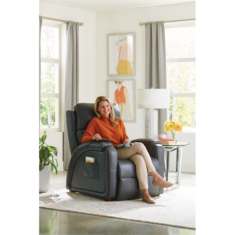 Pemberly Row Decompress Power Zero Gravity Recliner in Gray Leather
