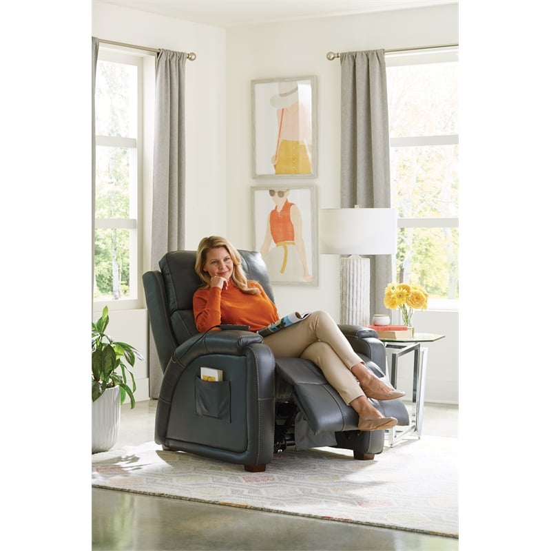 Pemberly Row Decompress Power Zero Gravity Recliner in Gray Leather