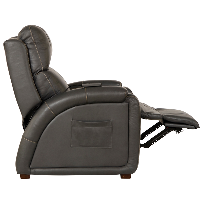 Pemberly Row Decompress Power Zero Gravity Recliner in Gray Leather