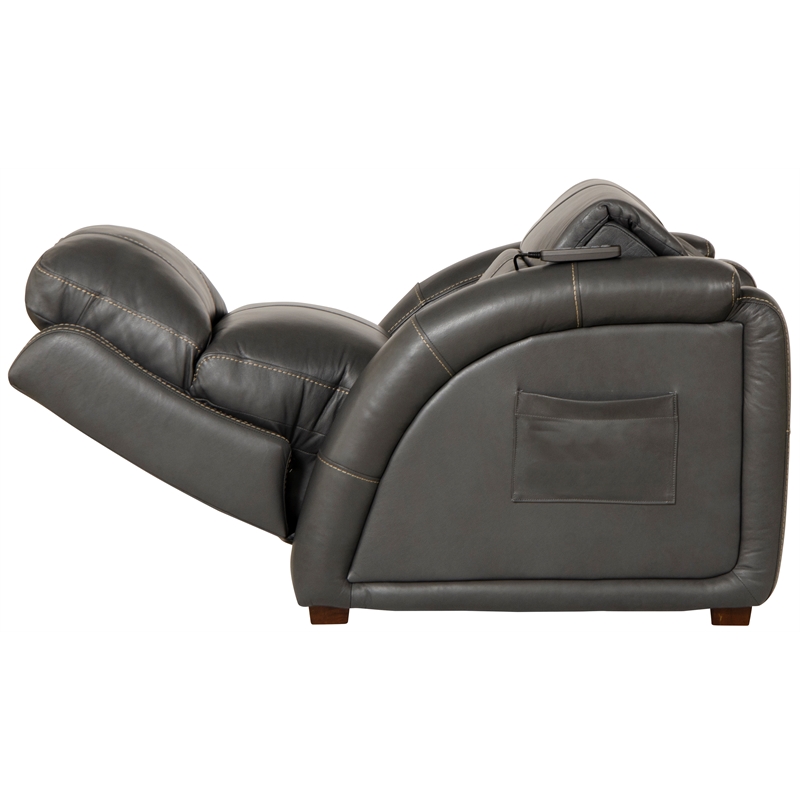 Pemberly Row Decompress Power Zero Gravity Recliner in Gray Leather