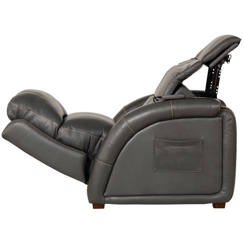 Pemberly Row Decompress Power Zero Gravity Recliner in Gray Leather