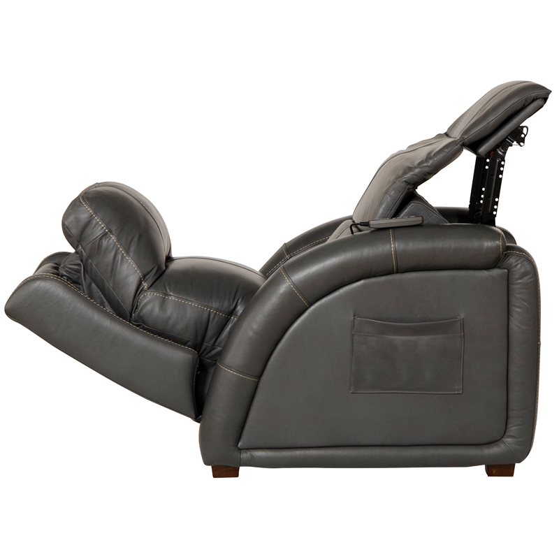 Pemberly Row Decompress Power Zero Gravity Recliner in Gray Leather