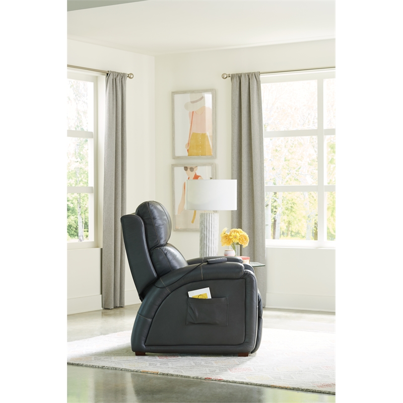 Pemberly Row Decompress Power Zero Gravity Recliner in Gray Leather