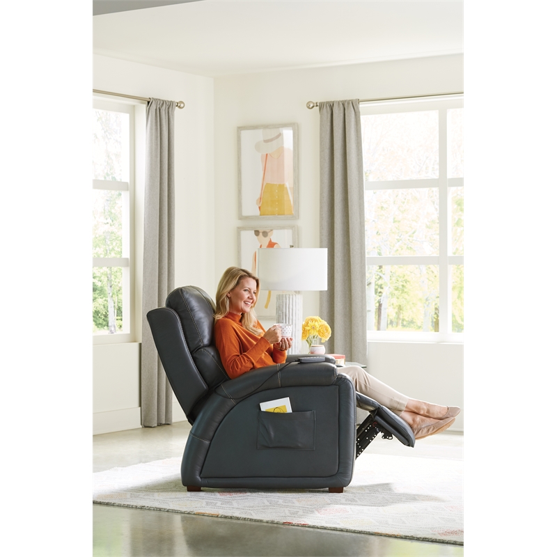 Pemberly Row Decompress Power Zero Gravity Recliner in Gray Leather