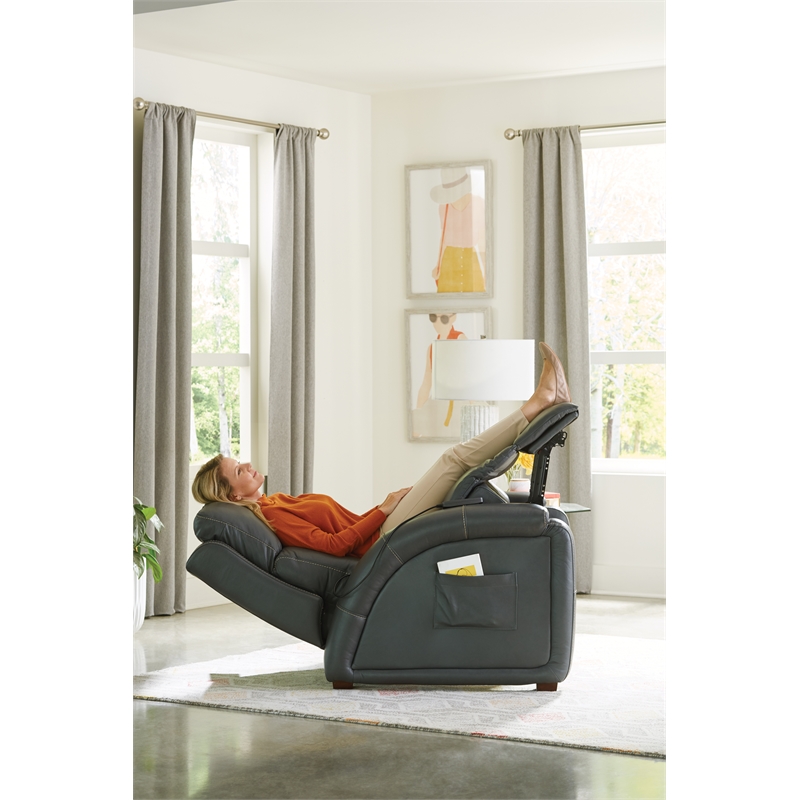 Pemberly Row Decompress Power Zero Gravity Recliner in Gray Leather