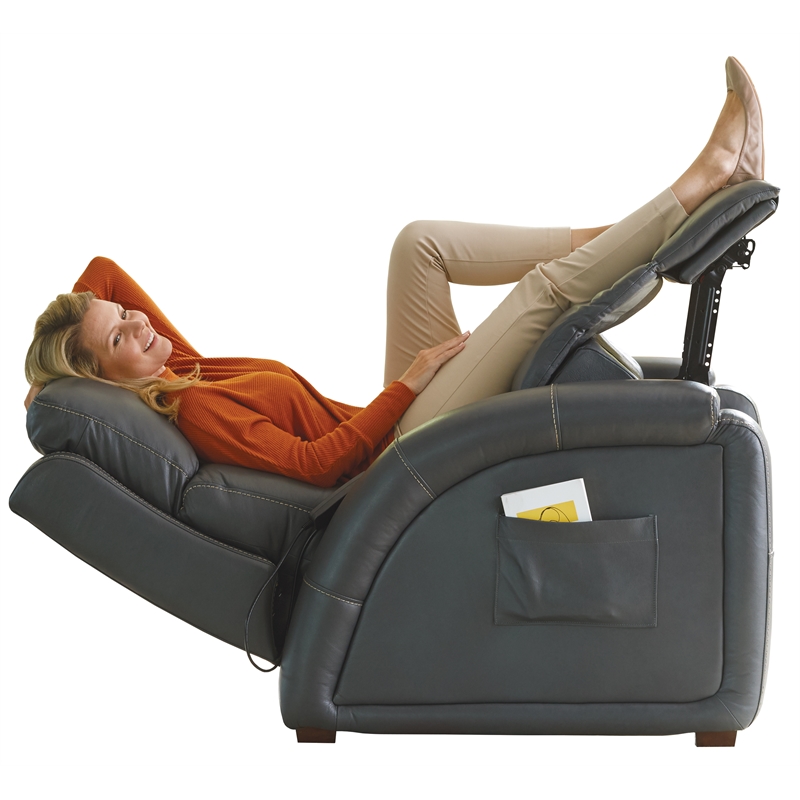 Pemberly Row Decompress Power Zero Gravity Recliner in Gray Leather
