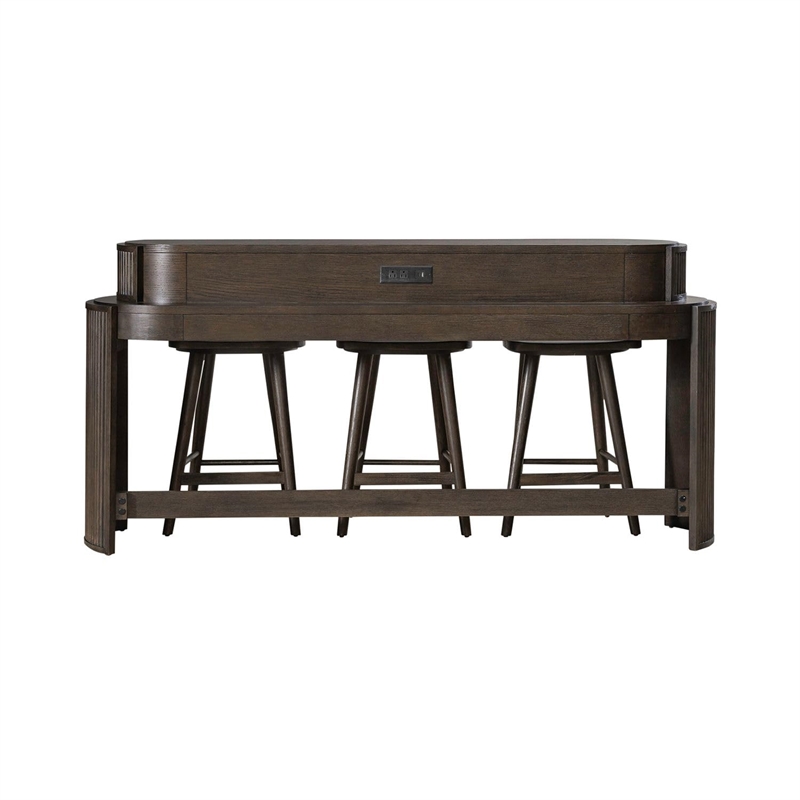 Pemberly Row 4 Piece Set of Console Bar Table & Console Stools in Coffee Bean