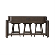 Pemberly Row 4 Piece Set of Console Bar Table & Console Stools in Coffee Bean