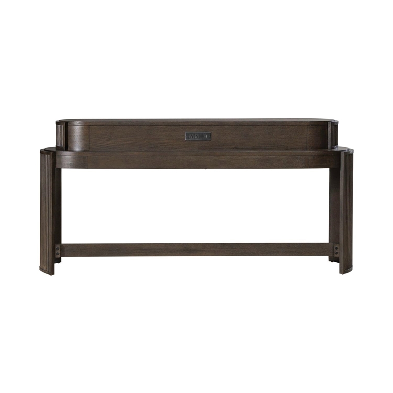 Pemberly Row 4 Piece Set of Console Bar Table & Console Stools in Coffee Bean