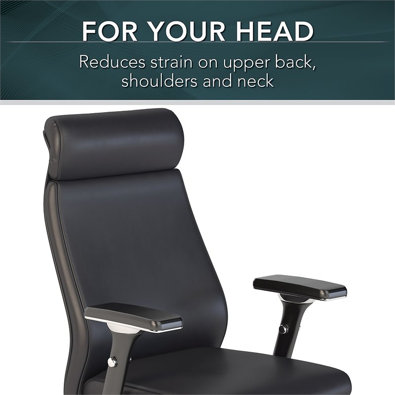 Pemberly Row High Back Contemporary Faux Leather Executive Chair in Black