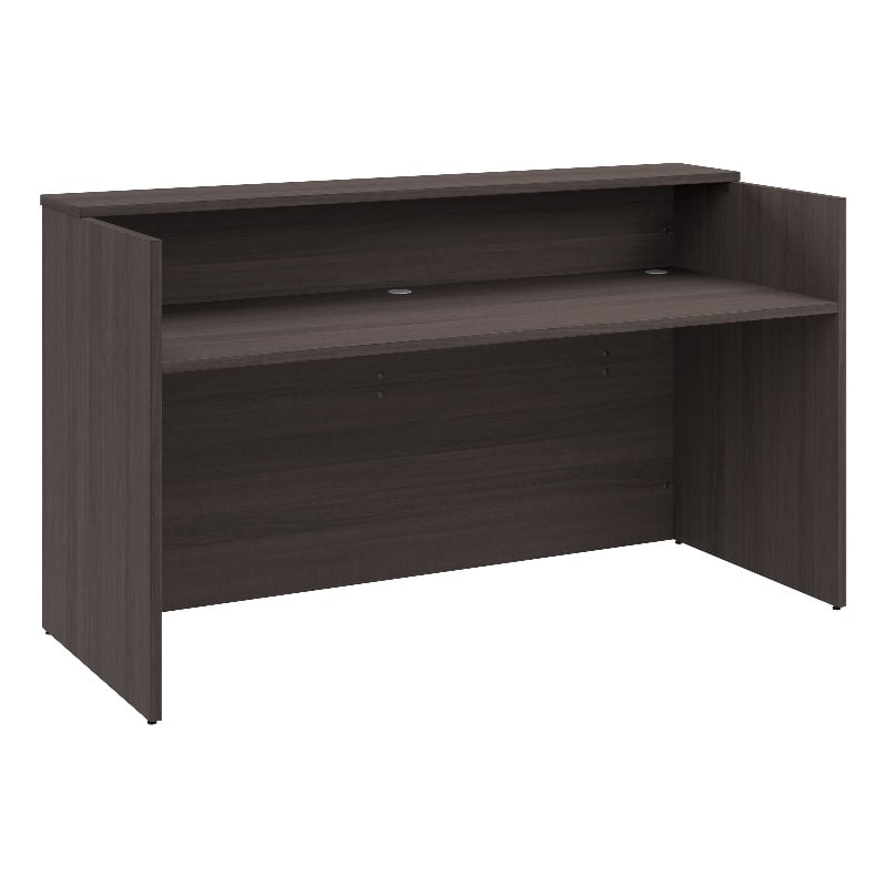 Pemberly Row 72W x 30D Reception Desk with Shelf in Storm Gray - Engineered Wood