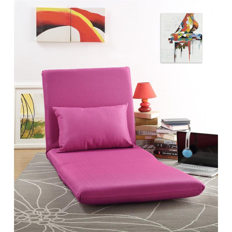 Pemberly Row Floor Chairs Pink Linen Sleeper Dorm Bed Couch Lounger Sofa