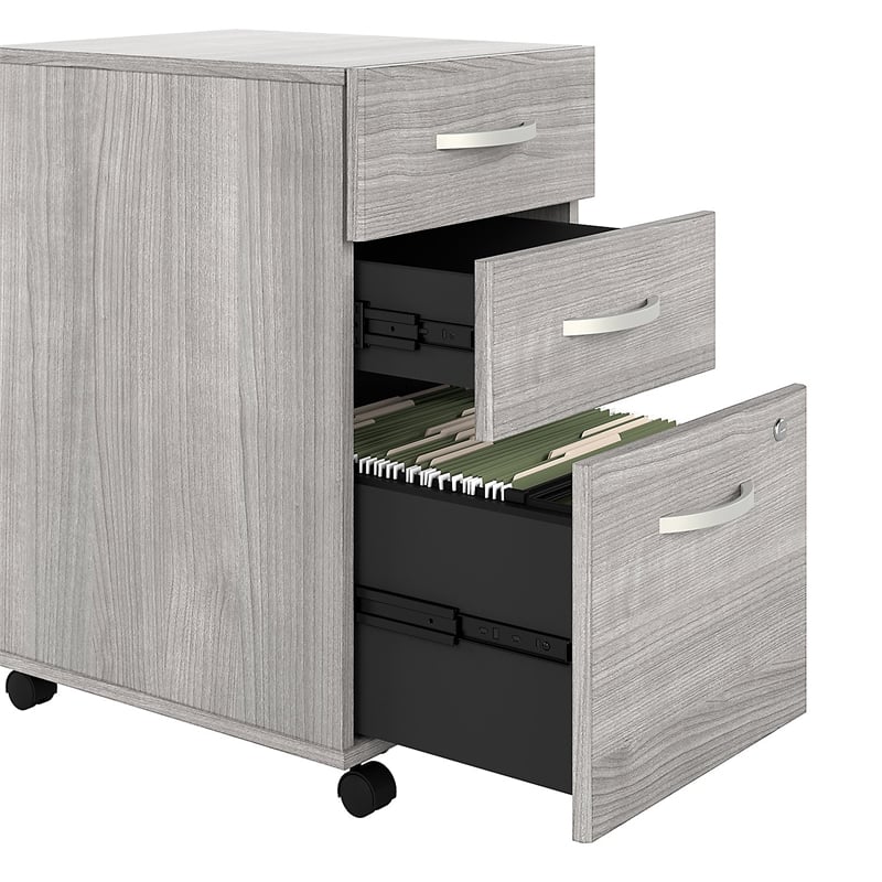 Pemberly Row 3 Drawer Mobile File Cabinet in Platinum Gray - Engineered Wood