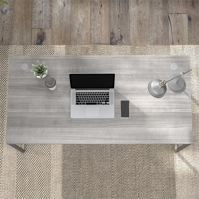 Pemberly Row 60W x 30D Computer Table Desk in Platinum Gray - Engineered Wood