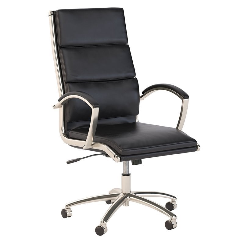Pemberly Row High Back Contemporary Faux Leather Executive Office Chair in Black