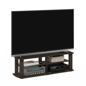 Pemberly Row Wood Entertainment Center TV Stand for TV up to 50&quot in Dark Brown