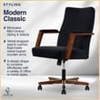 Pemberly Row Ergonomic Mid Back Office Chair in Soft Velvet Upholstery Black