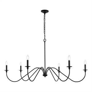Pemberly Row 54&quot 6-Light Transitional Metal Chandelier in Matte Black