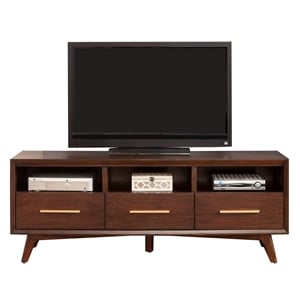 Pemberly Row Contemporary Wood TV Console in Walnut / Brown Finish