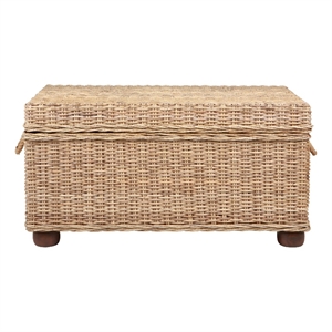Pemberly Row Modern 42&quot Kubu Wicker / Rattan Storage Trunk in Tan