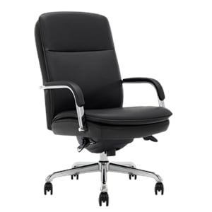 pemberly row executive mid-back office chair bonded leather black and chrome