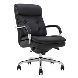pemberly row executive midback office chair bonded leather black and chrome